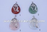 NGP750 5PCS 28*43mm teardrop gemstone pendants with brass setting