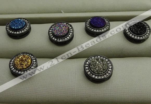 NGP7589 13mm coin plated druzy agate pendants wholesale