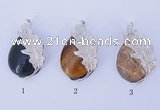 NGP761 5PCS 25*43mm teardrop gemstone pendants with brass setting