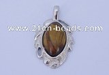 NGP798 5pcs 23*48mm marquise tiger eye pendants with brass setting