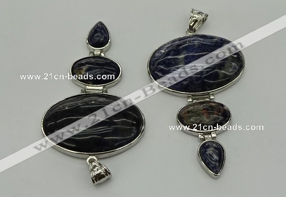 NGP8030 50*82mm - 52*86mm sodalite gemstone pendant set jewelry