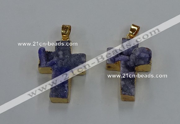 NGP8534 22*30mm - 25*35mm cross druzy agate pendants wholesale