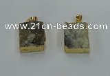 NGP8585 18*25mm rectangle druzy agate pendants wholesale