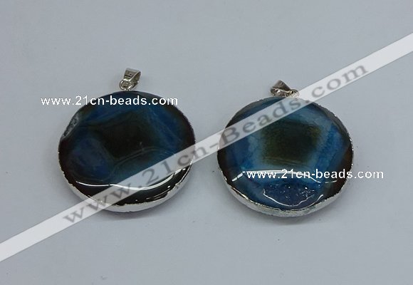 NGP8701 38mm - 40mm flat round agate pendants wholesale
