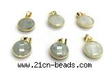 NGP9898 16mm faceted coin aquamarine pendant