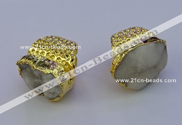 NGR1022 20*25mm - 25*35mm freeform druzy agate gemstone rings