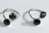 NGR1097 8mm faceted coin  black agate gemstone rings wholesale