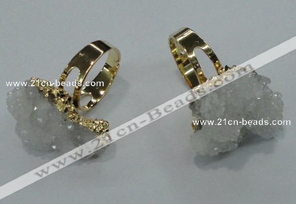 NGR17 18*25mm - 25*30mm nuggets plated druzy quartz rings