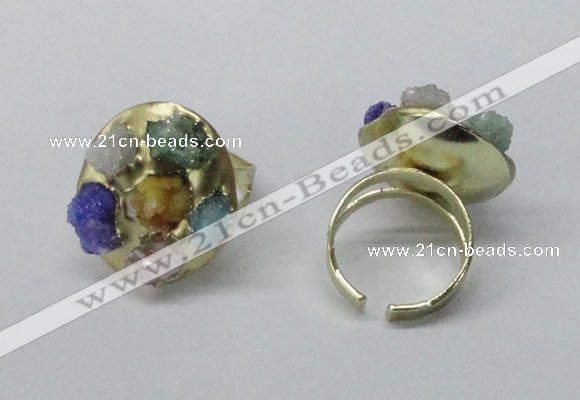 NGR183 25*30mm druzy agate gemstone rings wholesale