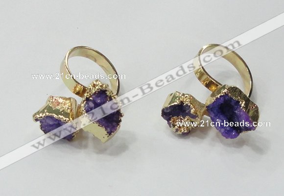 NGR187 8*10mm - 12*14mm freeform druzy agate gemstone rings