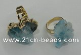 NGR19 18*25mm - 25*30mm nuggets plated druzy quartz rings
