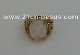 NGR2041 10*15mm faceted oval rose quartz gemstone rings