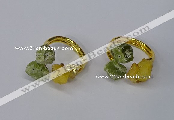 NGR212 5*8mm - 6*10mm freeform druzy agate & peridot rings wholesale