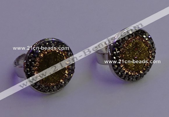 NGR2140 20mm - 22mm coin plated druzy agate gemstone rings