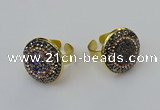 NGR2146 20mm - 22mm coin plated druzy agate rings wholesale