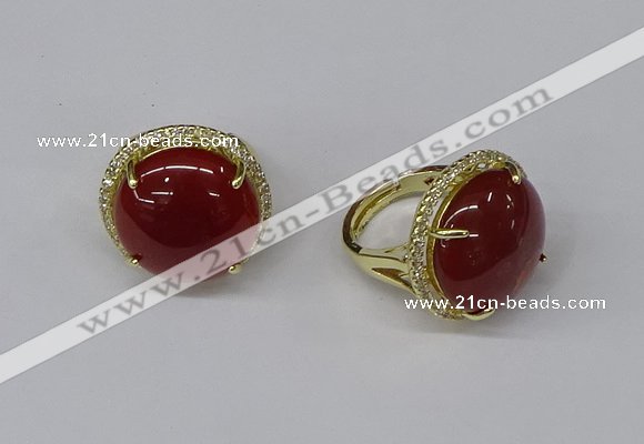NGR234 20mm flat round agate gemstone rings wholesale