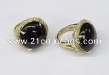 NGR238 20mm flat round agate gemstone rings wholesale