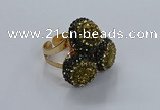 NGR293 14mm - 16mm coin plated druzy agate gemstone rings