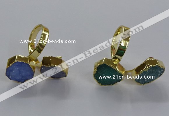NGR341 16*16mm - 18*18mm hexagon druzy agate gemstone rings