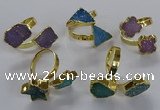 NGR347 12*14mm - 18*18mm freeform druzy agate gemstone rings