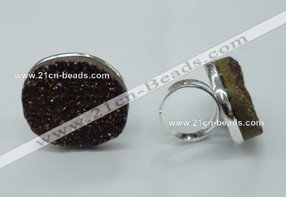 NGR63 25*30mm - 30*40mm freeform plated druzy agate rings