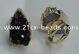 NGR82 20*25mm - 20*30mm freeform druzy amethyst gemstone rings
