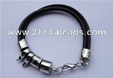 SSB02 8 inches 304 stainless steel & black rubber fashion bracelet