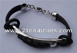 SSB04 8 inches 304 stainless steel & black rubber fashion bracelet