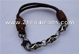 SSB05 8.5 inches 304 stainless steel & brown leather fashion bracelet