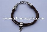 SSB06 8 inches 304 stainless steel & brown rubber fashion bracelet