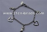 SSB16 8 inches 304 stainless steel chain dangling charms bracelet