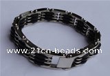 SSB39 9 inches 13mm width black rubber & 304 stainless steel bracelet