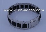 SSB62 8.5 inches 20mm width black rubber & 304 stainless steel bracelet