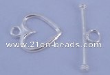 SSC28 5pcs 11*14mm heart 925 sterling silver toggle clasps