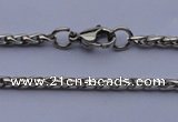 SSN47 19.5 inches 2mm width 304 stainless steel necklace wolesale