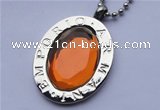 SSP02 28*35mm 304 stainless steel faceted oval coffee rhinestone pendant