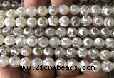 CAA6171 15 inches 8mm faceted round electroplated Tibetan Agate beads
