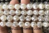 CAA6173 15 inches 12mm faceted round electroplated Tibetan Agate beads