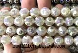 CAA6178 12mm faceted round AB-Color electroplated Tibetan Agate beads