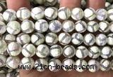 CAA6187 10mm faceted round AB-Color electroplated Tibetan Agate beads
