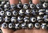 CAA6223 15 inches 12mm faceted round electroplated Tibetan Agate beads