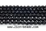 CON125 15.5 inches 8mm faceted round black onyx gemstone beads