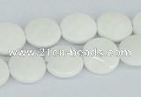 CAA01 15.5 inches 14mm faceted coin white agate gemstone beads