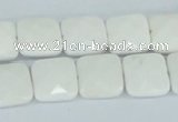 CAA04 15.5 inches 10*10mm faceted square white agate gemstone beads