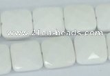 CAA05 15.5 inches 14*14mm faceted square white agate gemstone beads