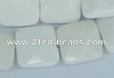 CAA06 15.5 inches 18*18mm faceted square white agate gemstone beads