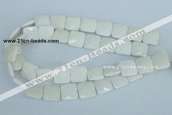 CAA06 15.5 inches 18*18mm faceted square white agate gemstone beads