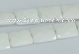 CAA07 15.5 inches 10*14mm faceted rectangle white agate gemstone beads