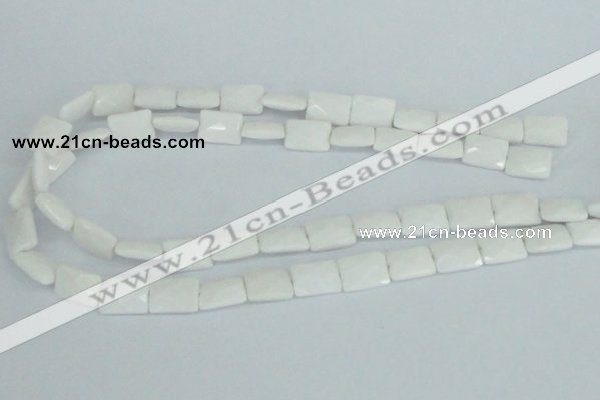 CAA07 15.5 inches 10*14mm faceted rectangle white agate gemstone beads