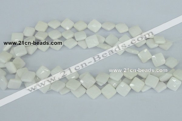 CAA09 15.5 inches 12*12mm faceted diamond white agate gemstone beads